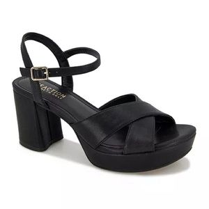KENNETH COLE REACTION NWOT Reeva Criss-Cross Platform Dress Sandals, Black